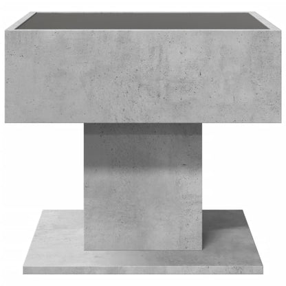 Coffee Table with LED Concrete Grey 50x50x45 cm Engineered Wood