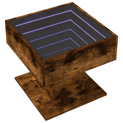 Coffee Table with LED Smoked Oak 50x50x45 cm Engineered Wood