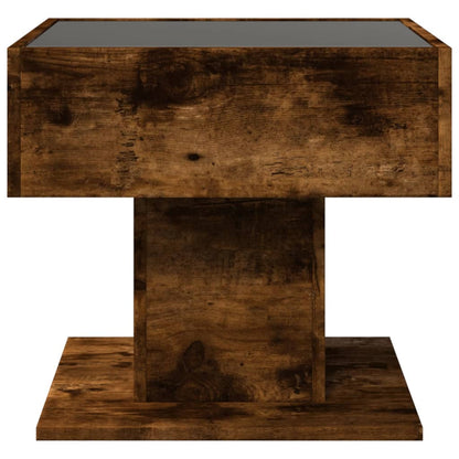 Coffee Table with LED Smoked Oak 50x50x45 cm Engineered Wood
