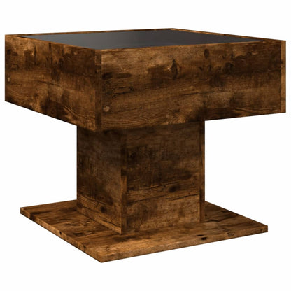 Coffee Table with LED Smoked Oak 50x50x45 cm Engineered Wood