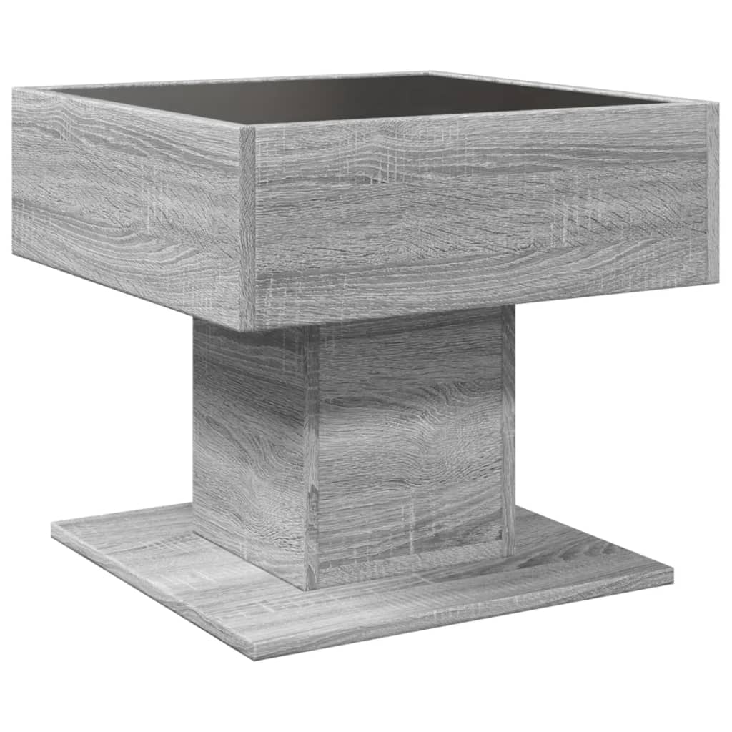 Coffee Table with LED Grey Sonoma 50x50x45 cm Engineered Wood