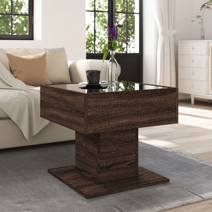 Coffee Table with LED Brown Oak 50x50x45 cm Engineered Wood