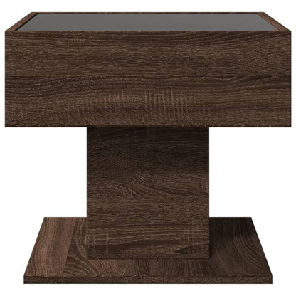 Coffee Table with LED Brown Oak 50x50x45 cm Engineered Wood