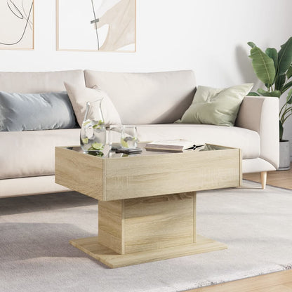 Coffee Table with LED Sonoma Oak 70x50x45 cm Engineered Wood