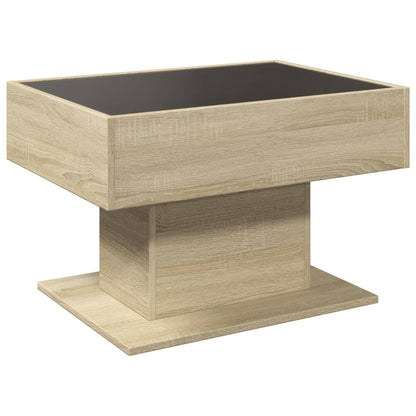Coffee Table with LED Sonoma Oak 70x50x45 cm Engineered Wood