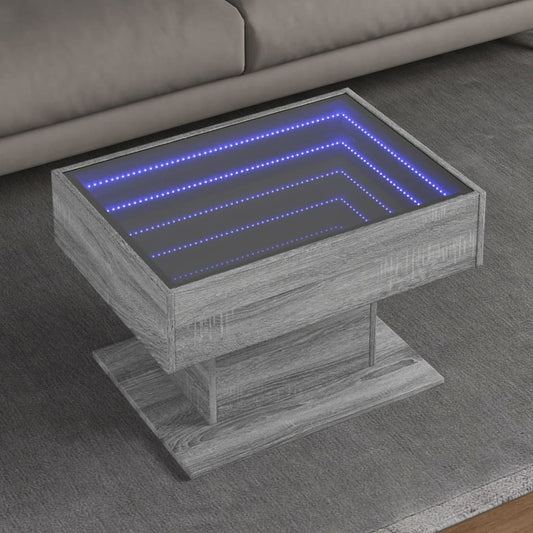 Coffee Table with LED Grey Sonoma 70x50x45 cm Engineered Wood