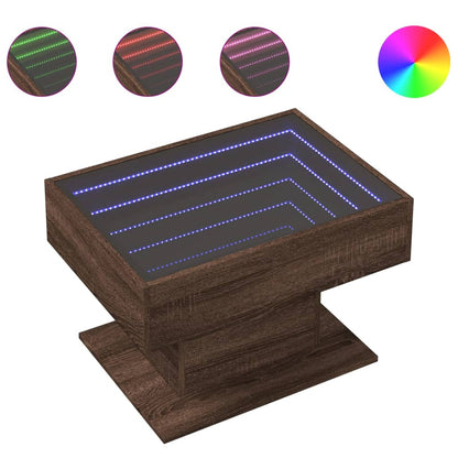 Coffee Table with LED Brown Oak 70x50x45 cm Engineered Wood