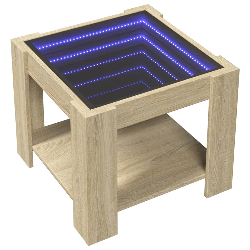 Coffee Table with LED Sonoma Oak 53x53x45 cm Engineered Wood
