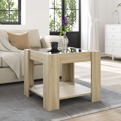 Coffee Table with LED Sonoma Oak 53x53x45 cm Engineered Wood