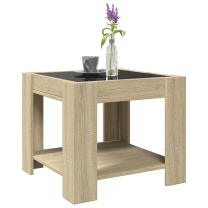 Coffee Table with LED Sonoma Oak 53x53x45 cm Engineered Wood