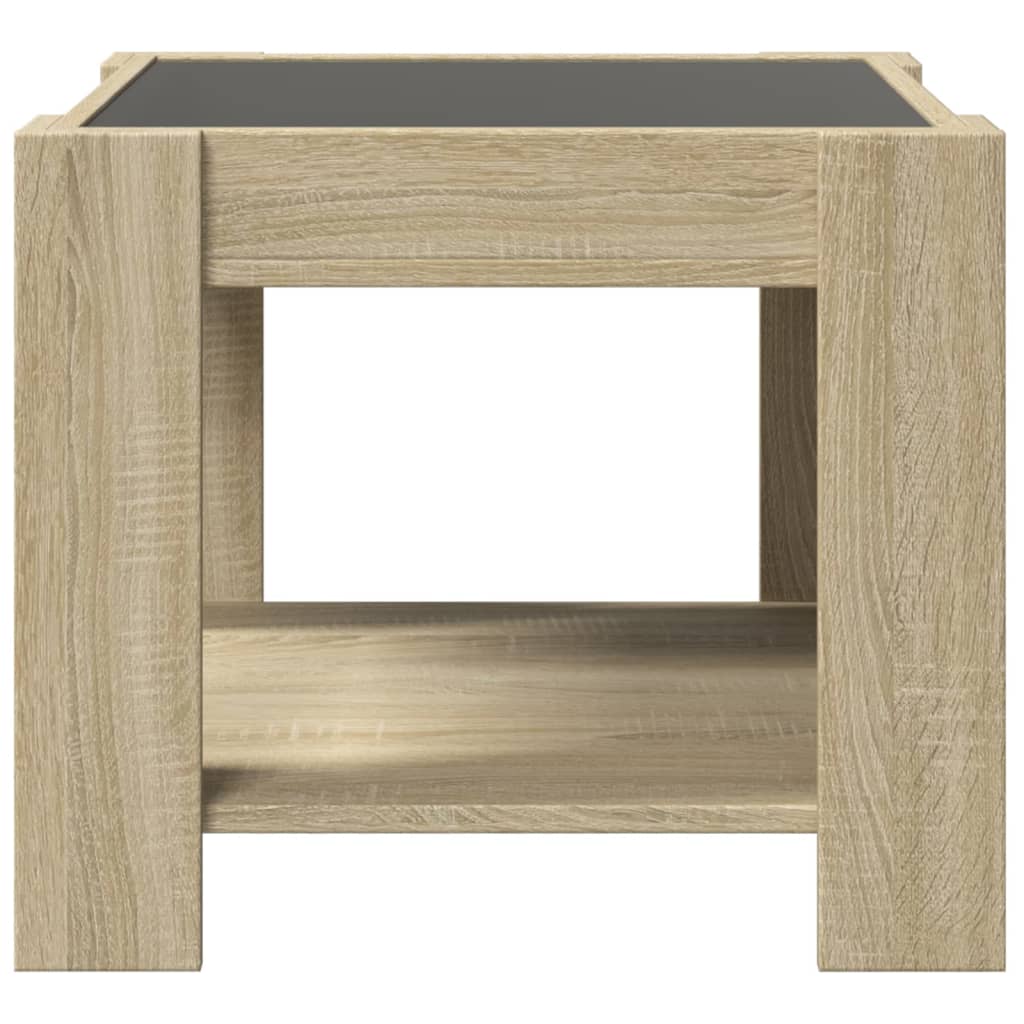 Coffee Table with LED Sonoma Oak 53x53x45 cm Engineered Wood