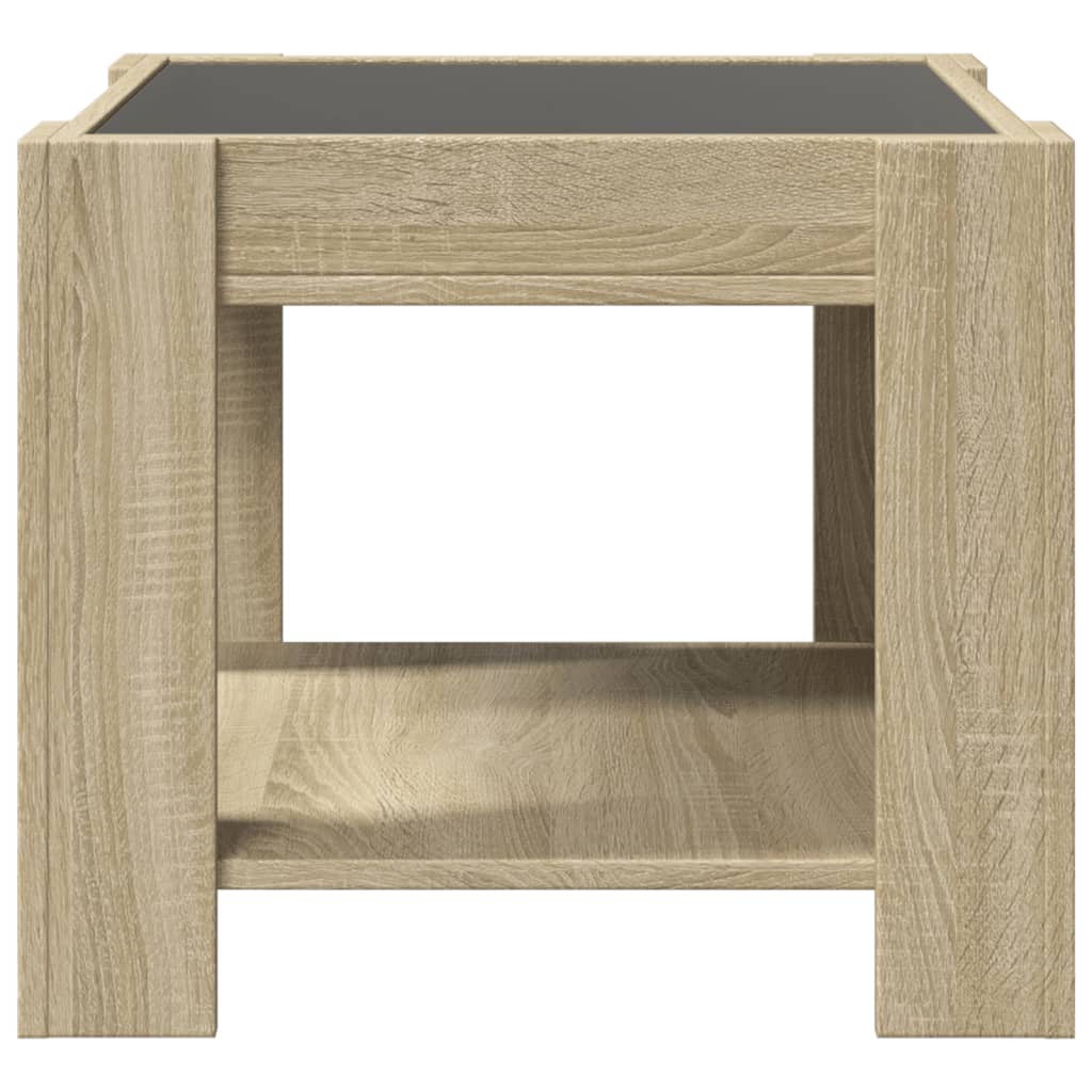 Coffee Table with LED Sonoma Oak 53x53x45 cm Engineered Wood
