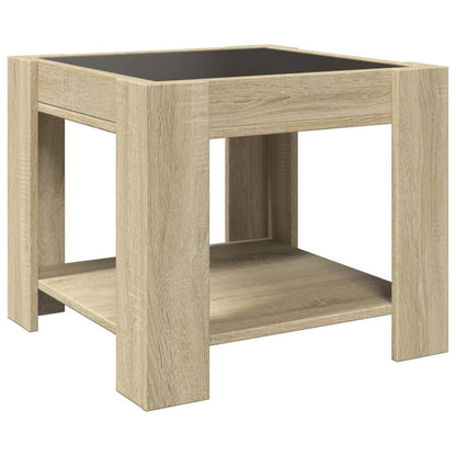 Coffee Table with LED Sonoma Oak 53x53x45 cm Engineered Wood
