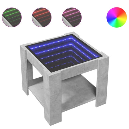 Coffee Table with LED Concrete Grey 53x53x45 cm Engineered Wood