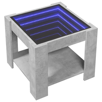 Coffee Table with LED Concrete Grey 53x53x45 cm Engineered Wood