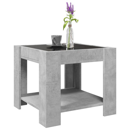 Coffee Table with LED Concrete Grey 53x53x45 cm Engineered Wood
