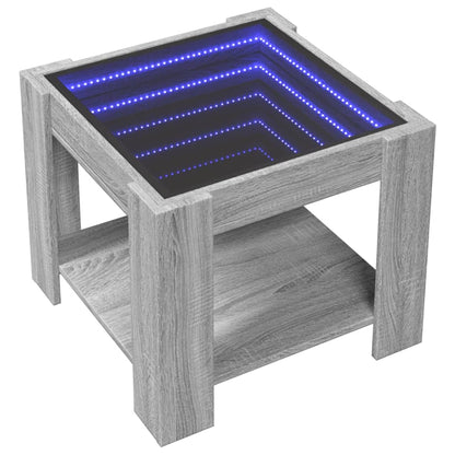 Coffee Table with LED Grey Sonoma 53x53x45 cm Engineered Wood