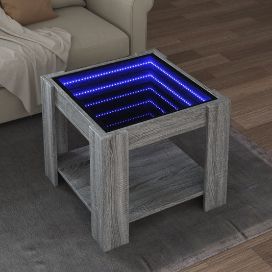 Coffee Table with LED Grey Sonoma 53x53x45 cm Engineered Wood