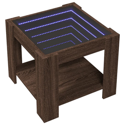 Coffee Table with LED Brown Oak 53x53x45 cm Engineered Wood