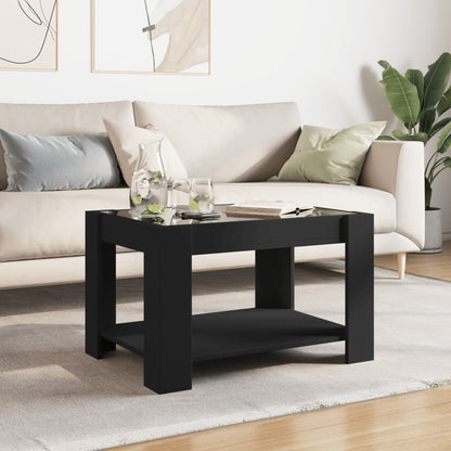 Coffee Table with LED Black 73x53x45 cm Engineered Wood