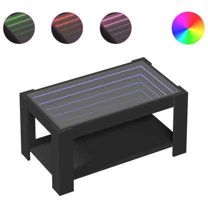 Coffee Table with LED Black 93x53x45 cm Engineered Wood
