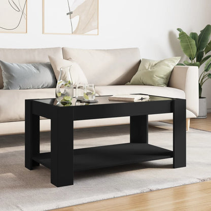 Coffee Table with LED Black 93x53x45 cm Engineered Wood