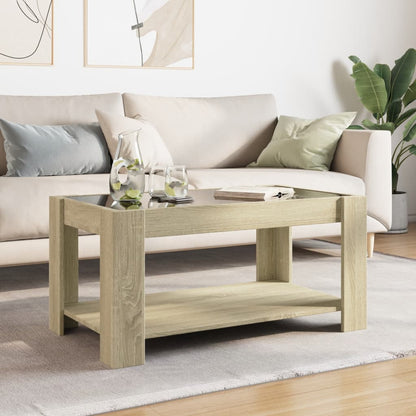 Coffee Table with LED Sonoma Oak 93x53x45 cm Engineered Wood