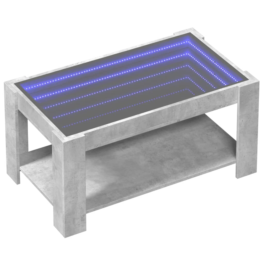 Coffee Table with LED Concrete Grey 93x53x45 cm Engineered Wood