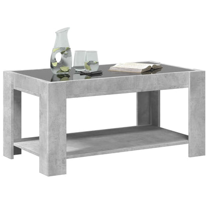 Coffee Table with LED Concrete Grey 93x53x45 cm Engineered Wood