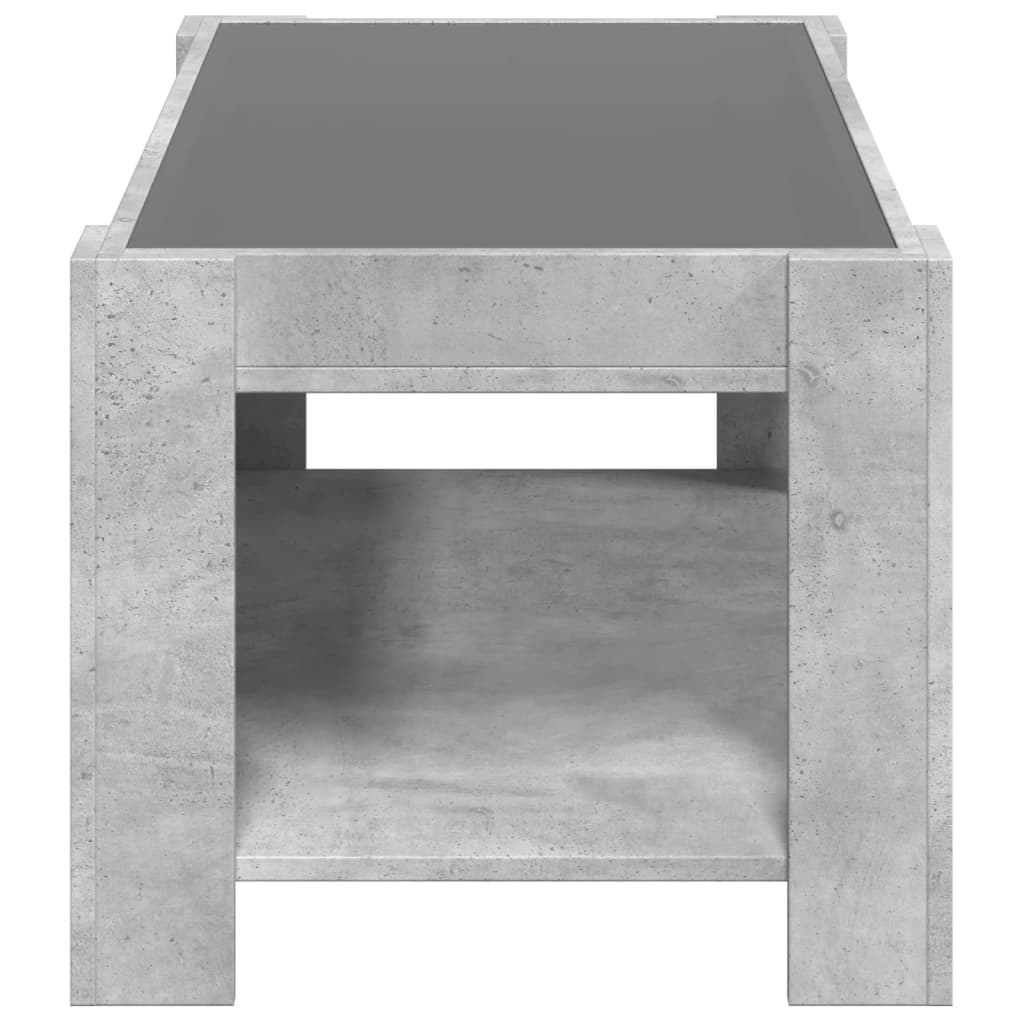 Coffee Table with LED Concrete Grey 93x53x45 cm Engineered Wood