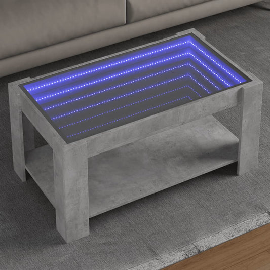 Coffee Table with LED Concrete Grey 93x53x45 cm Engineered Wood
