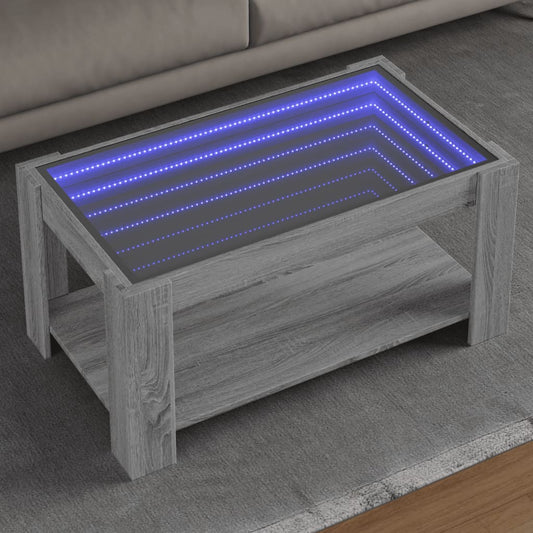 Coffee Table with LED Grey Sonoma 93x53x45 cm Engineered Wood