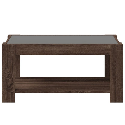 Coffee Table with LED Brown Oak 93x53x45 cm Engineered Wood