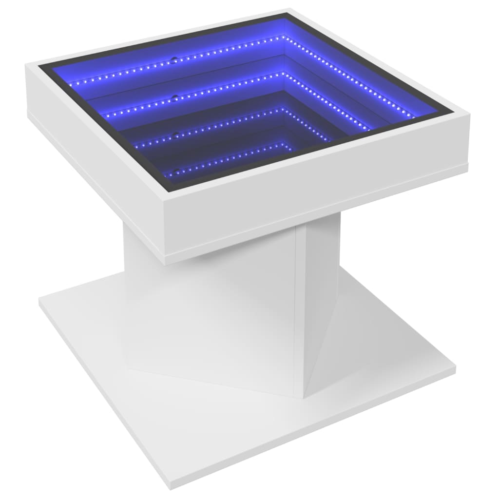 Coffee Table with LED White 50x50x45 cm Engineered Wood