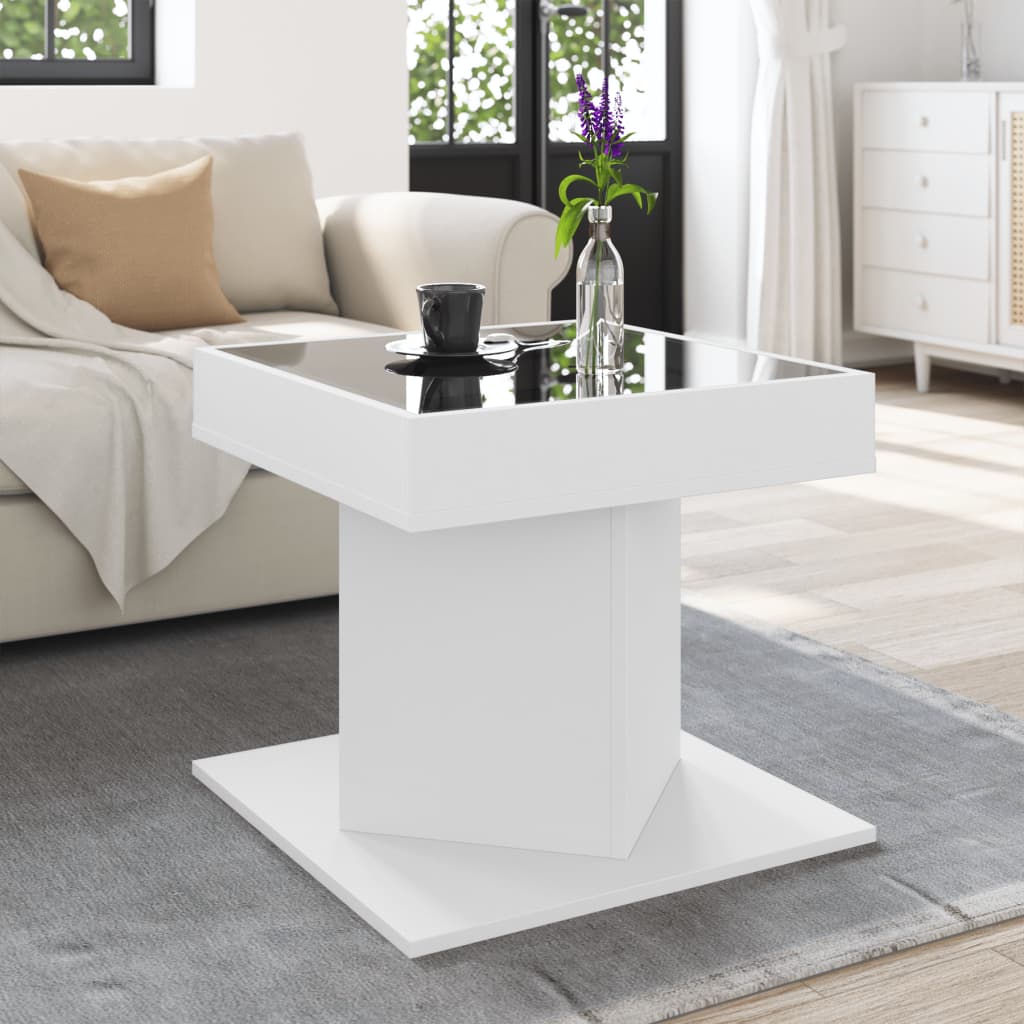 Coffee Table with LED White 50x50x45 cm Engineered Wood