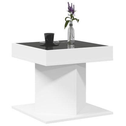 Coffee Table with LED White 50x50x45 cm Engineered Wood