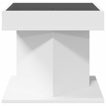 Coffee Table with LED White 50x50x45 cm Engineered Wood