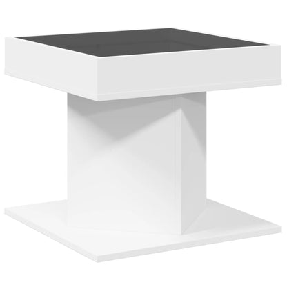Coffee Table with LED White 50x50x45 cm Engineered Wood