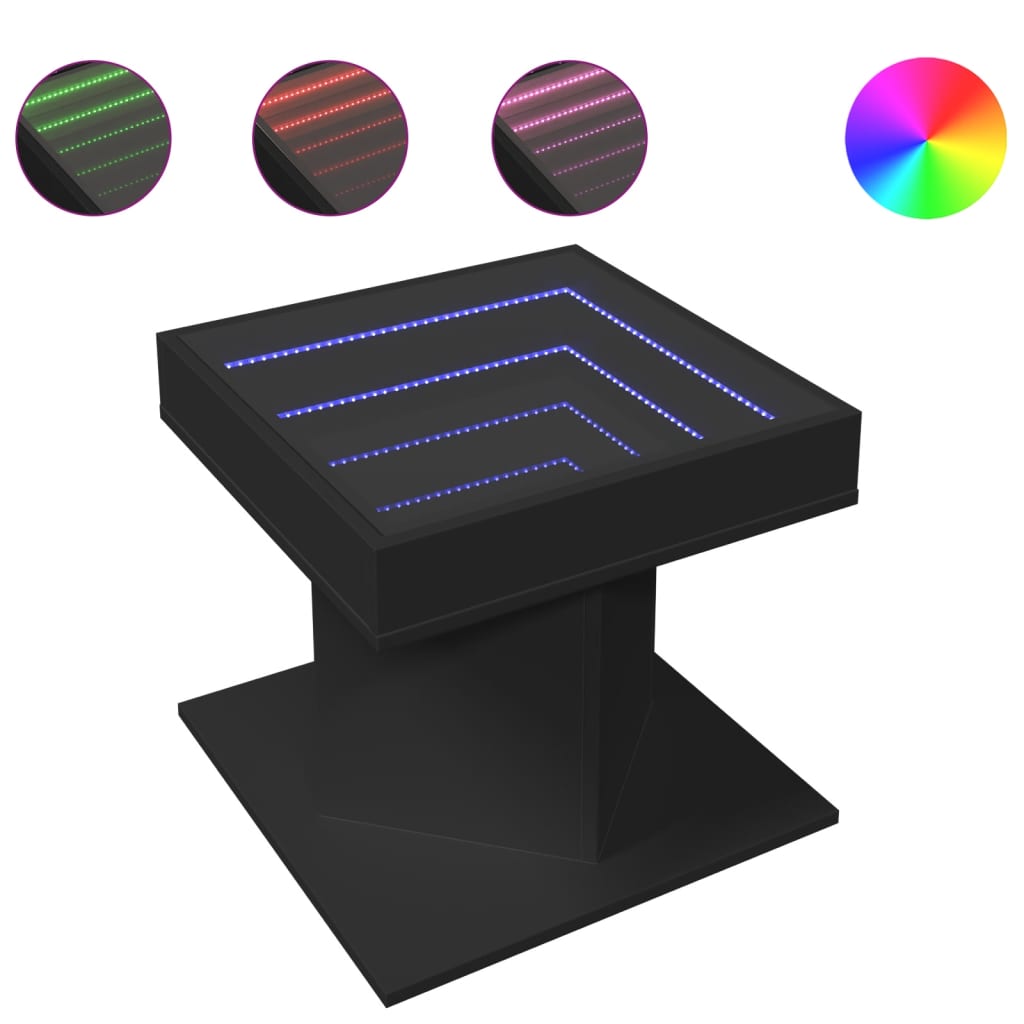 Coffee Table with LED Black 50x50x45 cm Engineered Wood