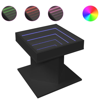 Coffee Table with LED Black 50x50x45 cm Engineered Wood
