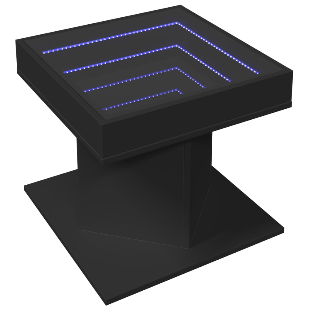 Coffee Table with LED Black 50x50x45 cm Engineered Wood