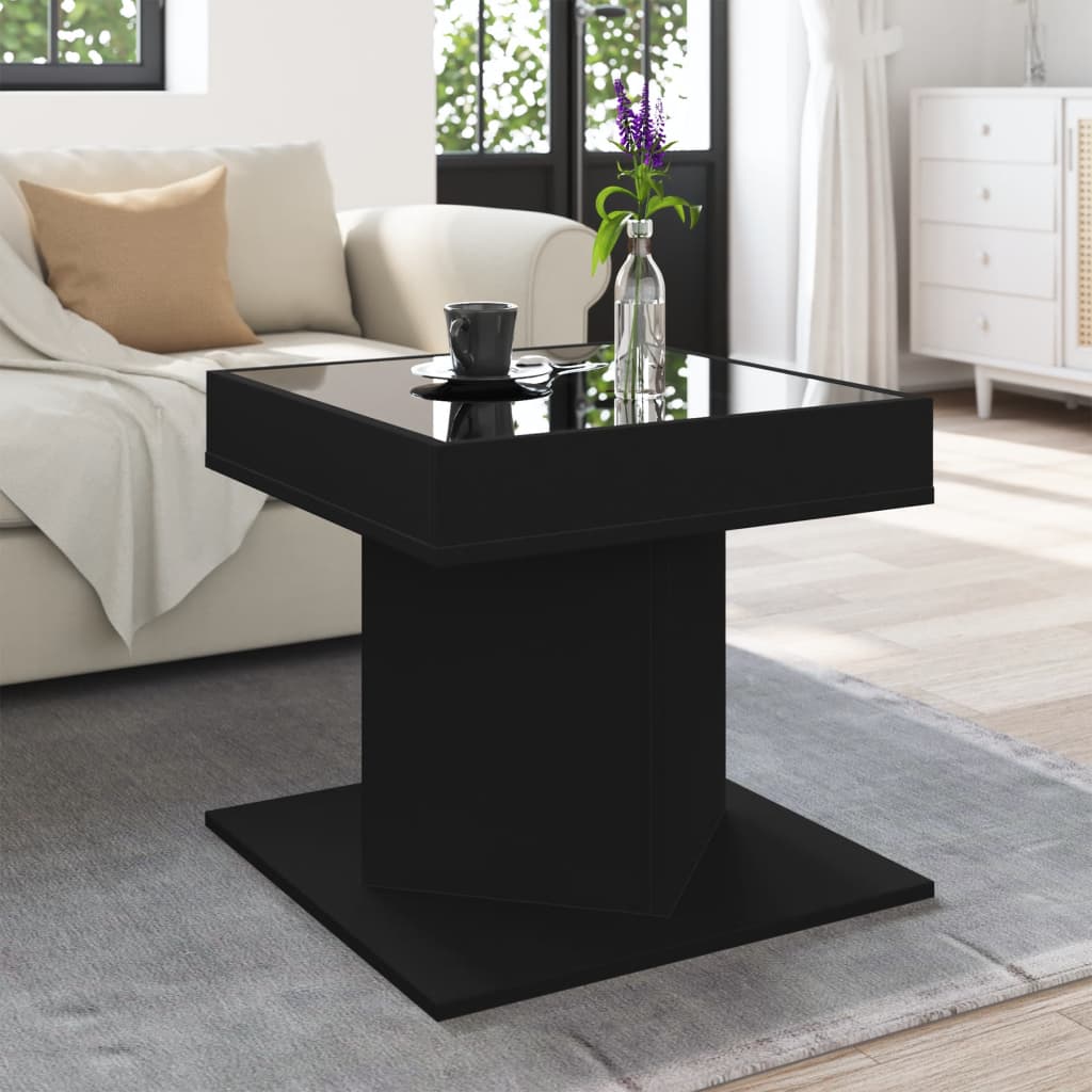 Coffee Table with LED Black 50x50x45 cm Engineered Wood