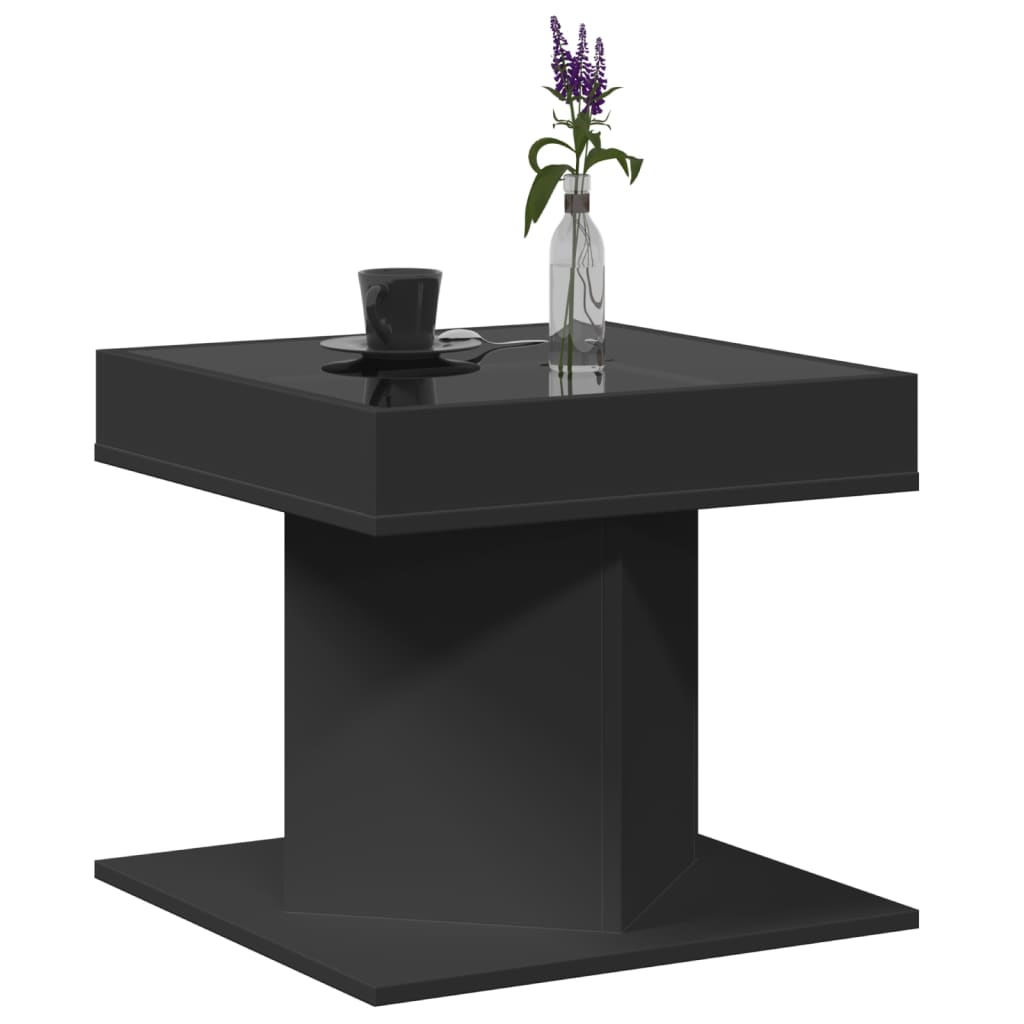 Coffee Table with LED Black 50x50x45 cm Engineered Wood