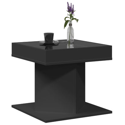 Coffee Table with LED Black 50x50x45 cm Engineered Wood
