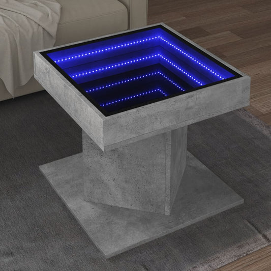 Coffee Table with LED Concrete Grey 50x50x45 cm Engineered Wood