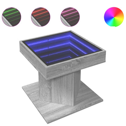 Coffee Table with LED Grey Sonoma 50x50x45 cm Engineered Wood
