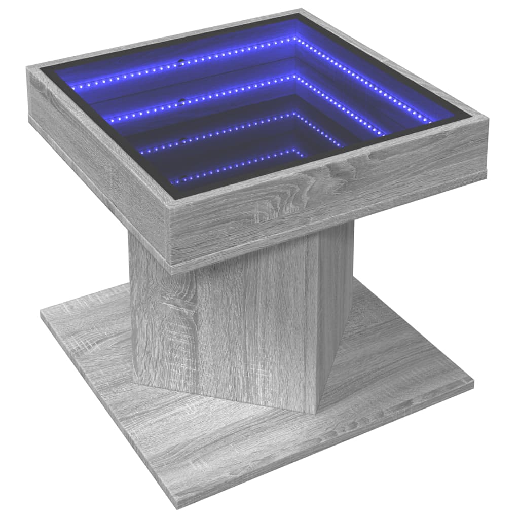 Coffee Table with LED Grey Sonoma 50x50x45 cm Engineered Wood