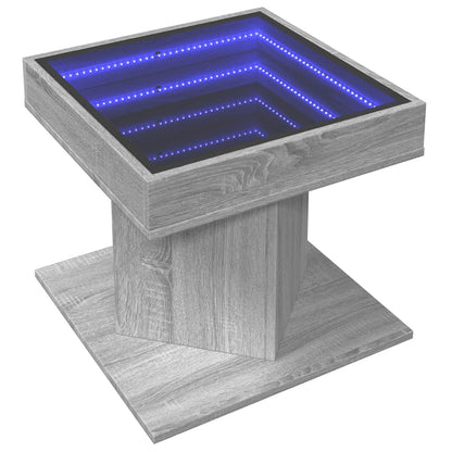 Coffee Table with LED Grey Sonoma 50x50x45 cm Engineered Wood
