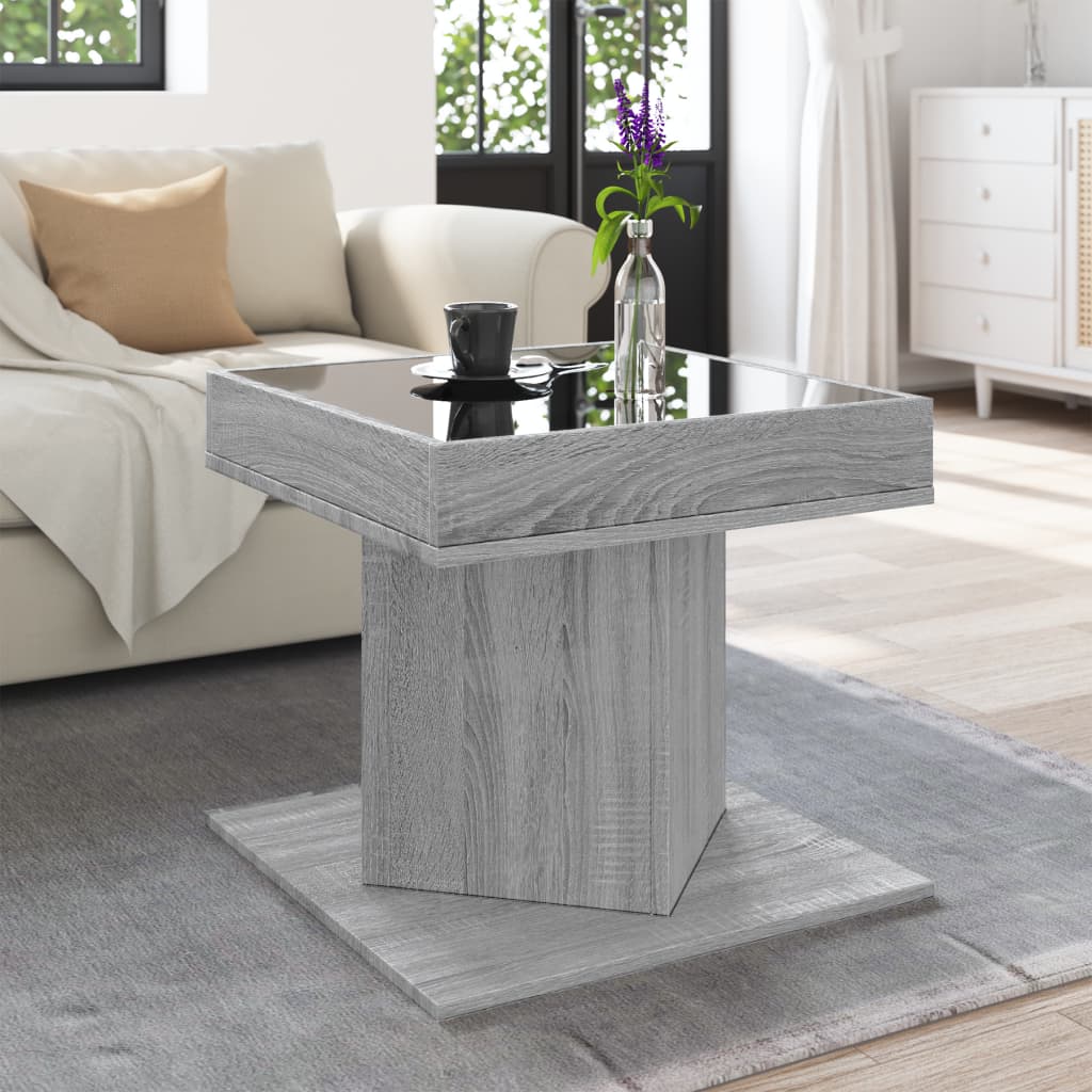 Coffee Table with LED Grey Sonoma 50x50x45 cm Engineered Wood