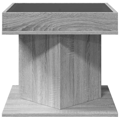 Coffee Table with LED Grey Sonoma 50x50x45 cm Engineered Wood